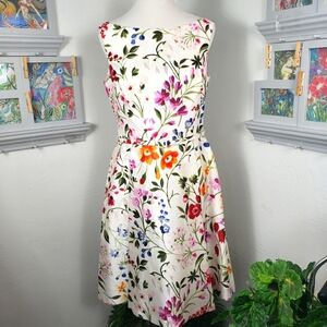 Oscar de la Renta Multicolor Floral Midi Dress